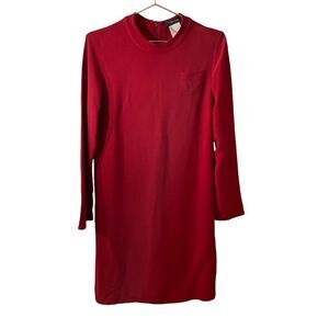 S Max Mara Red Mock-Neck Mini Sheath Dress Size 8